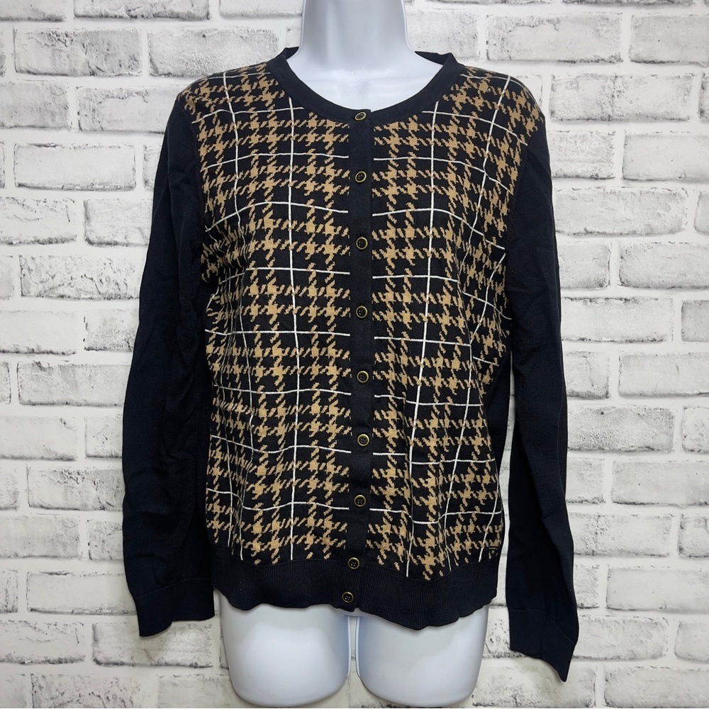 Tommy Hilfiger Houndstooth Front Prima Cotton Sweater Large
